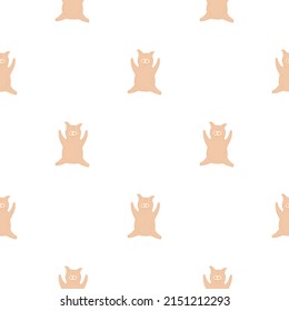 Seamless pattern cute pigs. Background of chubby piggy in doodle style. Repeated design texture for printing, fabric, wrapping, wallpaper, tissue. Vector illustration.