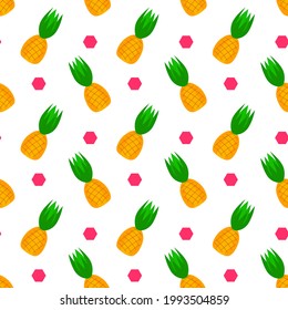 Seamless pattern with cute pineapples. Good for any project.