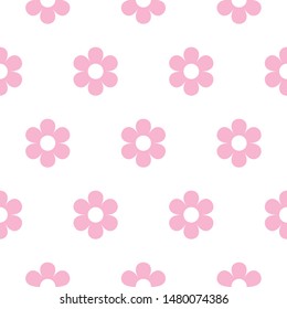 Seamless pattern with cute pink flowers. 