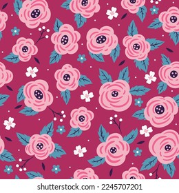 Nahtloses Muster mit süßen rosa Blumen. Vektorgrafiken.