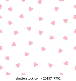 Seamless pattern with cute pink hearts