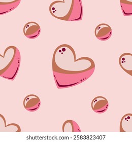 Seamless pattern with cute pink hearts on a pink background. Vector illustration for Valentine's Day