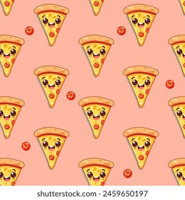seamless pattern of cute pizza slice