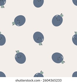 Seamless pattern with cute plum. Kids background. For card, posters, banners, books, printing on the pack, clothes, fabric, wallpaper, textile or dishes.