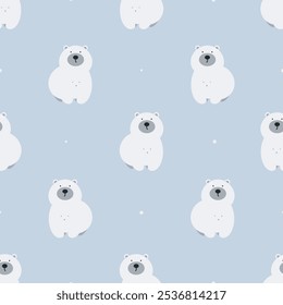 Seamless pattern with cute polar bear. Flat vector background. Winter design. Creative texture for fabric, wrapping, textile, wallpaper, apparel.