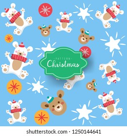 Seamless pattern with cute polar bears 