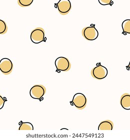 Seamless pattern with cute pomelo fruits