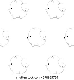 Seamless pattern with cute pomeranian dogs. Vector animal background.