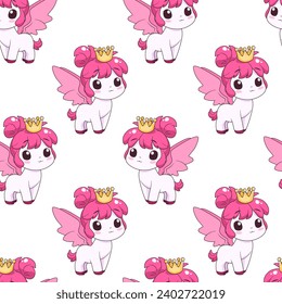 Seamless pattern with cute pony. Vector tile
