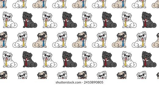 dibujo sin soldadura tierna tira de perro con corbatas a rayas, ilustración vectorial personaje de caricatura mascota repetición papel tapiz de fondo ilustración aislada