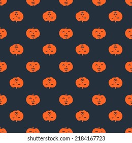 Patrón sin foco con calabazas lindas. Fondo tradicional de Halloween. 