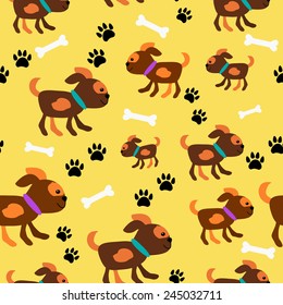 Seamless Pattern with Cute Puppies. Vector Illustration for Kids