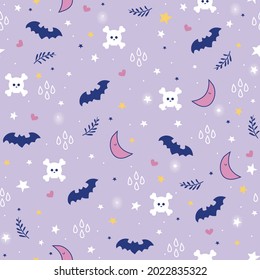 Seamless Pattern Cute Purple Halloween design for background, wallpaper, clothing, wrapping, fabric