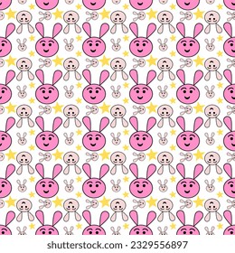 Seamless pattern with cute rabbit.