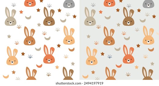Patrón sin fisuras con la cabeza del animal del conejo lindo Vector de la decoración del bebé