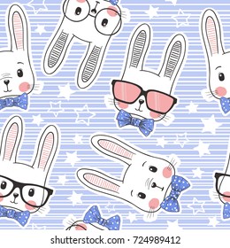 Seamless Pattern With Cute Rabbit Baby Boys