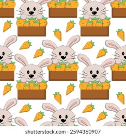 Seamless pattern with Cute Rabbit with carrot