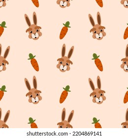 Seamless pattern of cute rabbit cartoon character. Suitable for children's products promotional materials