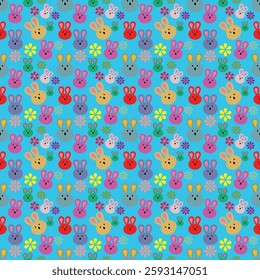 seamless pattern with cute rabbit colorful easter wallpaper cover carpet