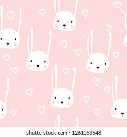 Seamless pattern with cute rabbit fur. Scandinavian style. For printing on textiles. Hand-drawn.