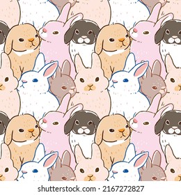 Seamless Pattern of Cute Rabbit Illustration Design