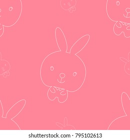 Seamless pattern cute rabbit on pink background