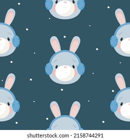 Seamless Pattern with Cute Rabbit. Vector illustration. For greeting card, posters, banners, the card, printing on the pack, printing on clothes, fabric, wallpaper.