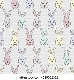 Seamless pattern with cute rabbit. Vector background