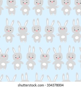Seamless pattern  with cute rabbits.