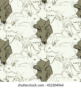 Seamless pattern of the cute rabbits. 