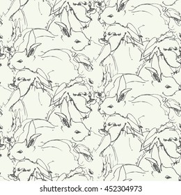 Seamless pattern of the cute rabbits. 