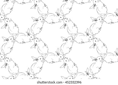 Seamless pattern of the cute rabbits. 