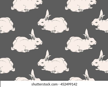 Seamless pattern of the cute rabbits.