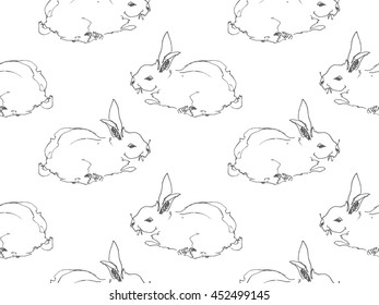 Seamless pattern of the cute rabbits.