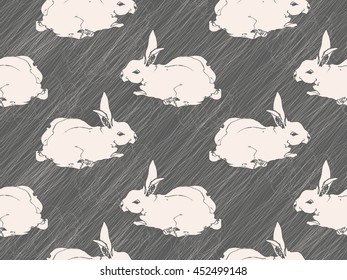 Seamless pattern of the cute rabbits.