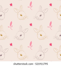 Seamless pattern with cute rabbits