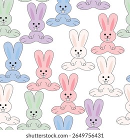 Padrão sem emenda com coelhos bonitos; ilustração de coelho bonito