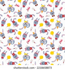 Seamless pattern with cute rabbits. Design for fabric, textile, wallpaper, packaging.	
