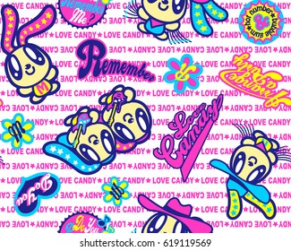 Seamless pattern of cute Rabbits.Vector background for kids.