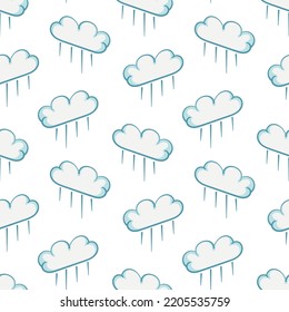 Seamless Pattern With Cute Rain Cloud Doodle Vector