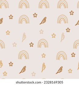 Seamless pattern  cute rainbow for kids, children.Scandinavian style for fabric, wallpaper, clothes, swaddles, apparel, planner, sticker
