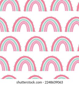 seamless pattern with cute rainbows or nursery prints, wrapping paper, wallpaper, scrapbooking, apparel, etc. EPS 10