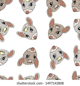 Seamless pattern of cute rats for new year 2020. Endless pattern of cute rat character