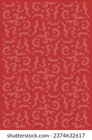 Seamless pattern of cute red dragons. Vector illustration. Patterns of dragons and clouds in various poses.