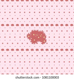 Seamless pattern the cute red flowers on the light pink background.Can be used to create paper for wrapping gifts, wallpaper, fabrics, home textiles and background for website. Vector illustration 