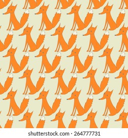 seamless pattern with cute red foxes 