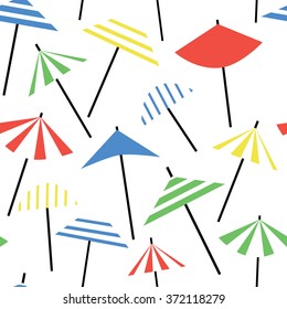 Seamless pattern with cute retro beach umbrellas 4