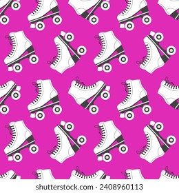 Patrón sin mar con bonitos patines retro. Antecedentes vintage para los textiles para niños, papel de envoltura. Fondo de dibujos animados para niñas. Vector
