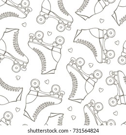 Seamless pattern with cute retro roller skates.