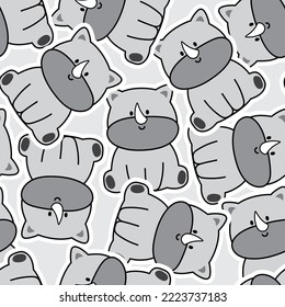 Seamless pattern of cute rhino sit background.Wild animal character cartoon design.Hand drawn.Image for card,poster,print screen.Kawaii.Vector.Illustration.